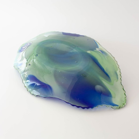 Vintage Leaf Design Glass Tray from Marinha Grande, 1960s, Bowls, Green (photo 6 of 12)
