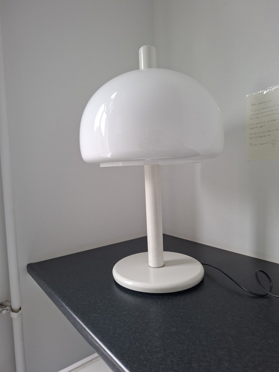 Vintage XL mushroom table lamp Dijkstra design, Plastic, Metal, White (photo 2 of 6)