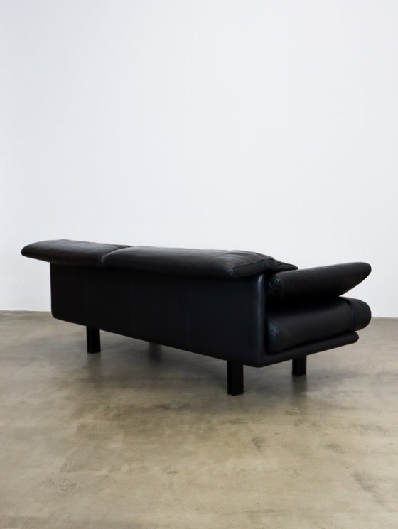Image 1 of Vintage Alanda Sofa Black Leather 210cm by Paolo Piva for B&B Italia 1980s