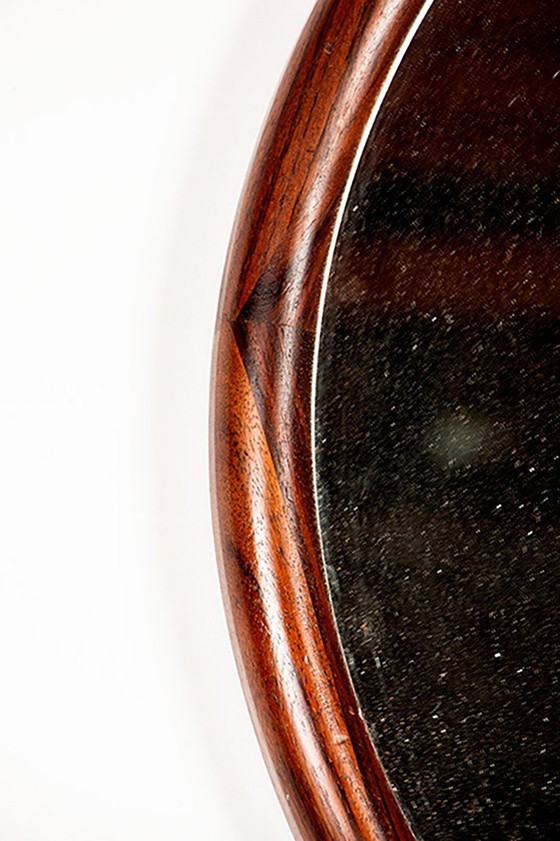 Image 1 of Grande specchio rotondo in palissandro danese di Vildbjerg Mobelfabrik 1960