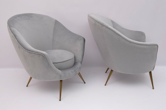 Image 1 of Federico Munari Mid-Century Modern Italian Curved Sofa and Two Armchairs, 1950s