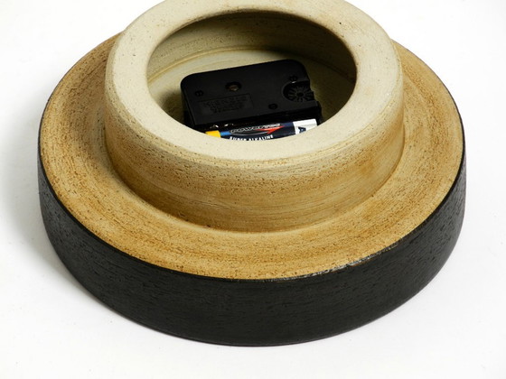 Image 1 of Precioso reloj de pared redondo de cerámica de los años 70 hecho a mano