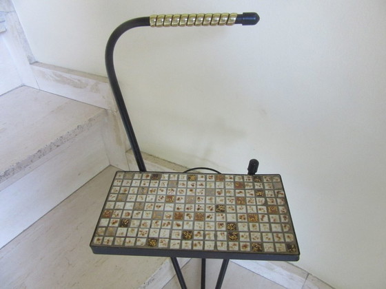 Image 1 of Table d'appoint au design moderniste, mosaïque en métal noir