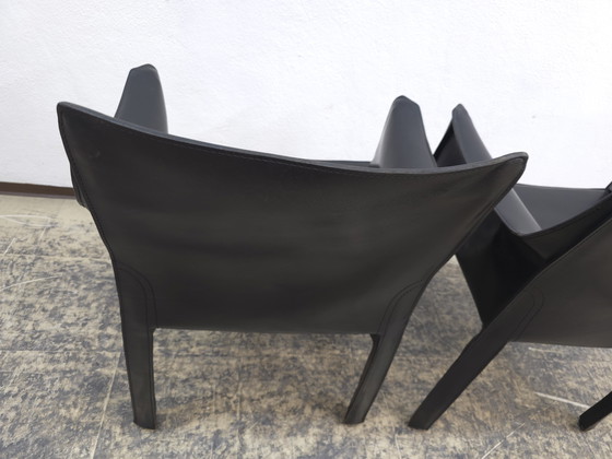 Image 1 of Cassina Cab 413 Set Designer Fauteuil Lederen Stoel Zwart