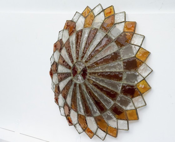 Image 1 of Riesige runde Muranoglas-Deckenlampe von Poliarte, Italien, 1970er Jahre.