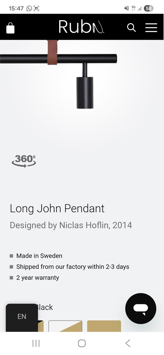 Image 1 of RUBN LONG JOHN PENDANT by Nicolas Hoflin