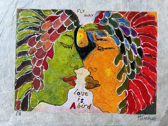 Image 1 of Sérigraphie Himajuwita Pakun - Envolez-vous