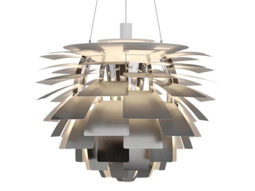 Suspension Scandinave PH Artichoke Acier Inox, Ø 48cm, Vintage – Louis Poulsen, hanglampen, Metal