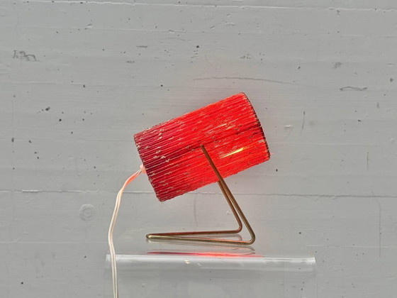 Image 1 of Mid-century table lamp with fabric shade and brass frame, 1960s