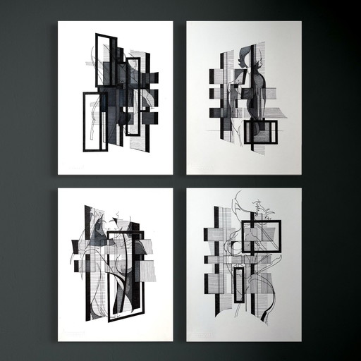 Eugène Eechaut (1928-2019) - 4 works, ink on paper 1982-1984