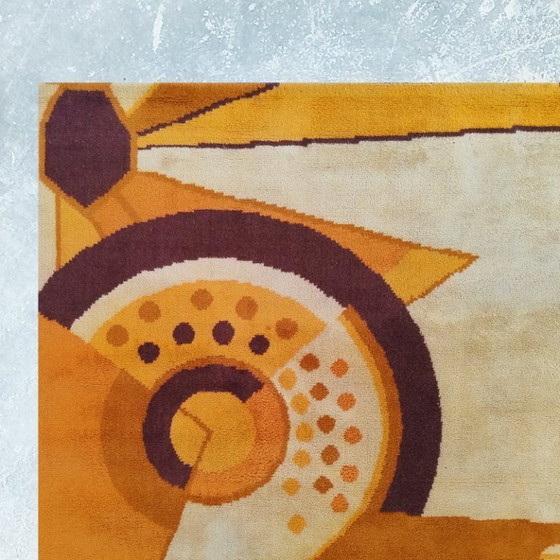 Image 1 of 1950s Constructivist Mechanical Futuristic Rug/Tapestry. Made in France