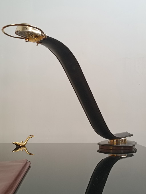 Cobra lamp met leren omwikkeling van Traso Milano 1988