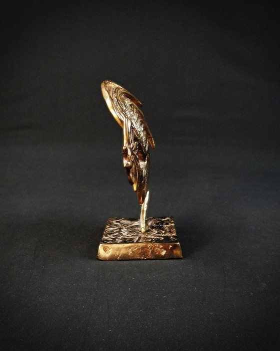 Image 1 of Yves Lohé "Cocorico" sujeto zoomorfo en bronce con pátina dorada de los años 90
