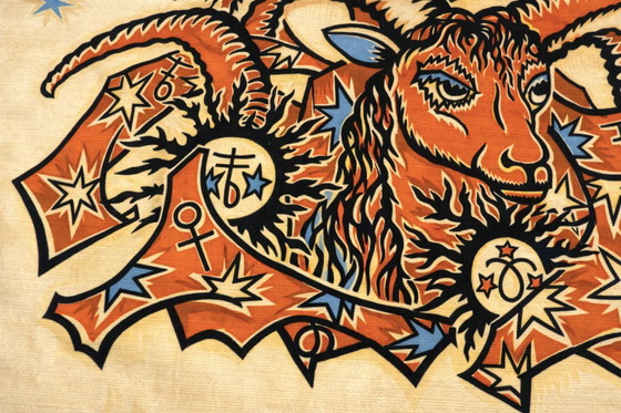 Image 1 of Tapisserie zodiacale Le Bélier en laine, carton d’Élie Grekoff, édition Tanit, Paris, circa 1970