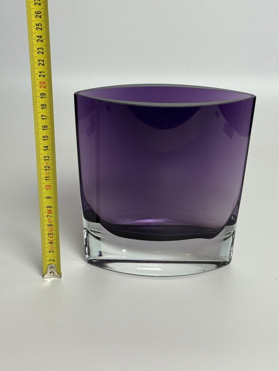Image 1 of Modern Sculptural Violet Murano Glass Vase with Elliptical Form, Italy, 1980s