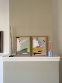 Diptych Abstract Paintings 30 x 40 Including Frame