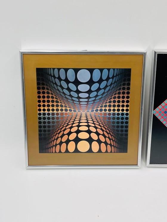 Image 1 of Set of 2 framed folios by V. Vasarely
