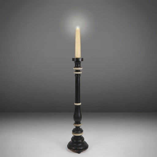 Large Antique Wooden Church Candle Holder, France, 1850s