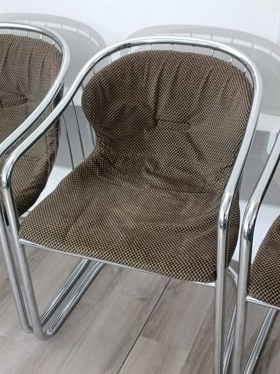 Cantileverstoelen van Gastone Rinaldi voor Rima, jaren 70. – Eetkamerstoelen, Metal (photo 7 of 14)