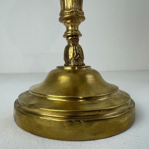Vintage Tischlampe aus Messing und Opalglas
