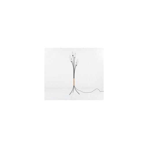 Vintage glazen en metalen vloerlamp, Frankrijk 1950