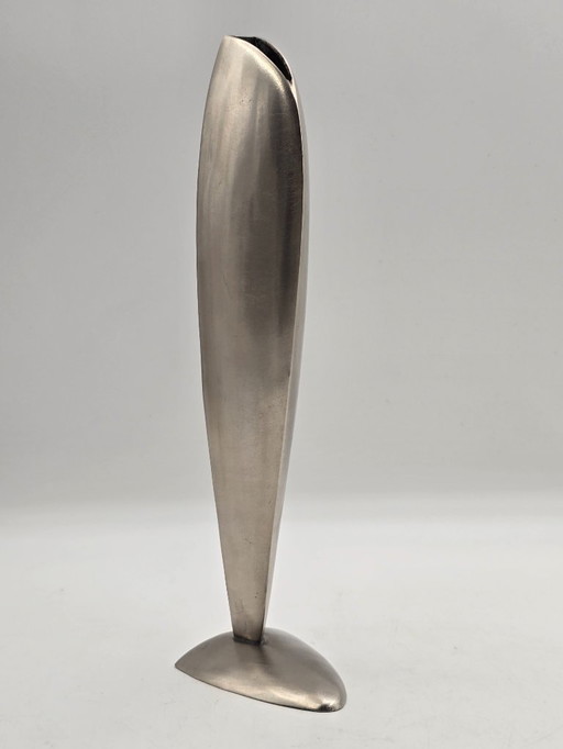 Vintage industrial solid stainless steel vase