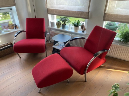 2 fauteuils Gelderland avec un ottoman Modèle 5470