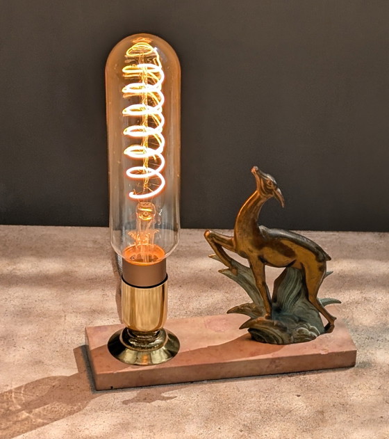 Image 1 of Art Deco Antelope Table Lamp restoration 1930s