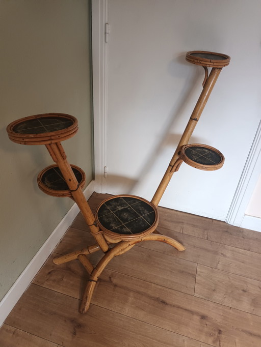 Tavolo da giardino in bambù di metà secolo