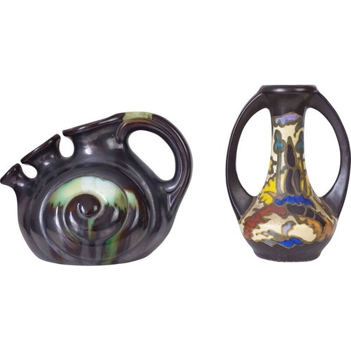 Pair of vintage ceramic vases by M. Bergen, Belgium