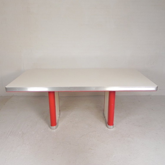 Ahrend Oda dining table, desk, with aluminum edge, 1950s – Plastic, Metal (photo 23 of 29)