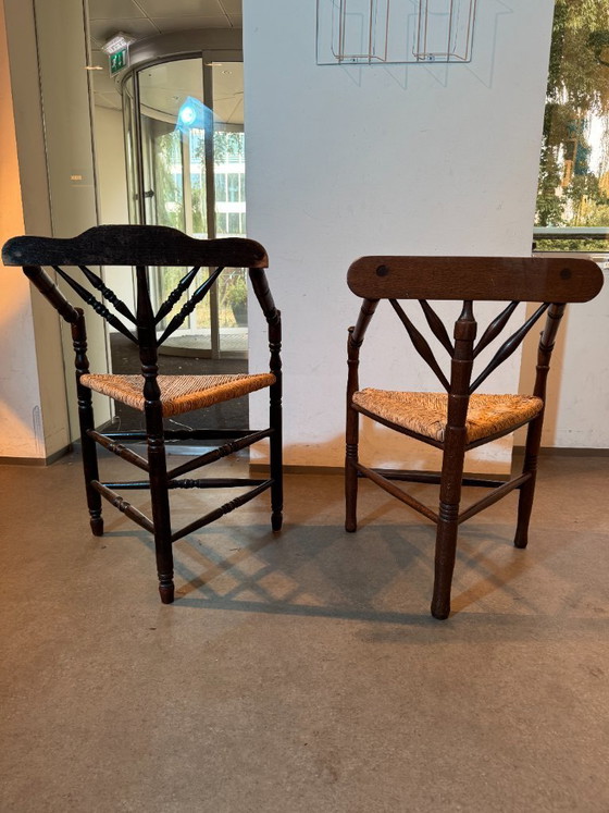 Image 1 of Poltrona in legno in stile edoardiano con seduta in vimini