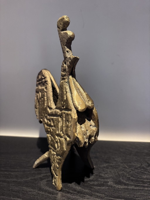 Coq en bronze de style brutaliste – Art africain vintage (1,5 kg) Lost Bronze – decoratieve objecten, Brass (photo 2 of 10)