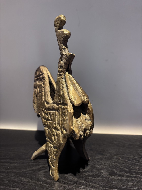 Brutalistisch Bronzen Beeld Haan – Vintage Afrikaanse Kunst (1.5kg) Cire Perdue – Decoratieve objecten, Brass (photo 2 of 10)