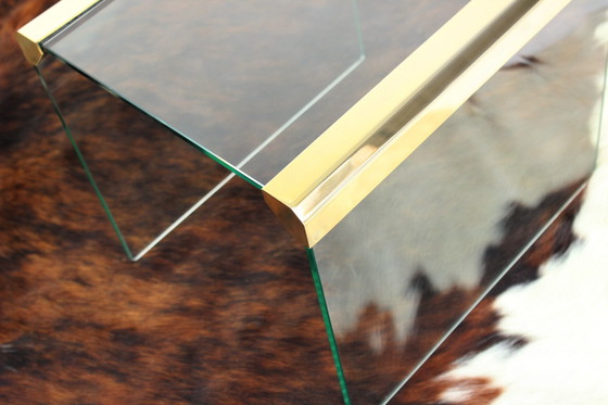 Image 1 of As New! Gallotti & Radice T35 R Coffee Table Set, Gold Edition, Set of Tables, Italy 1975, Crystal Glass