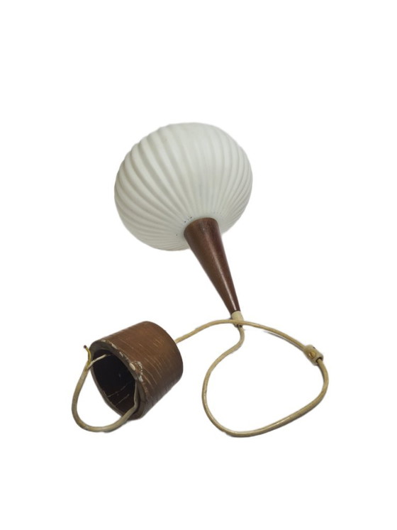 Postmodern Pendant Lamp, Germany, 1960s – Glass, Wood (photo 9 of 9)