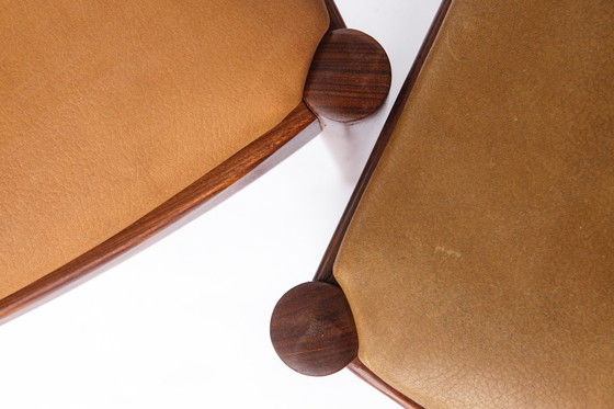 Image 1 of Pair Vintage Danish Rosewood Dining Chairs, 1960s Mid-Century Modern, Leather Seats