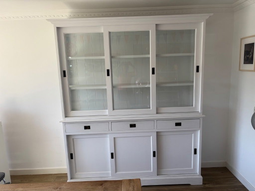 Vetrina in legno bianco con ante scorrevoli