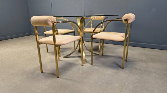 Image 1 of Vintage brass dining set by Belgochrom, 1970s