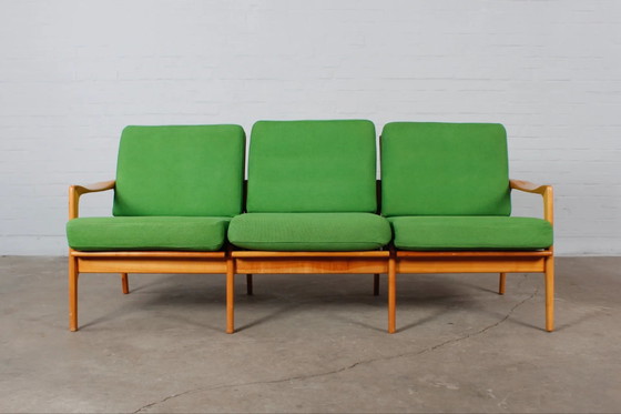 3-seater Sofa Vintage 60s Mid Century Couch 70s design – Knoll, 3-5 seaters, Wood, Mid Century Modern (photo 3 of 14)