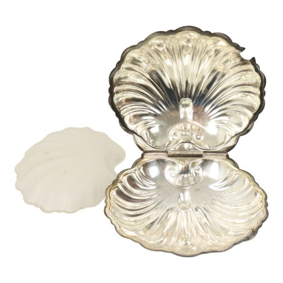 Image 1 of Silver-Plated Shell Butter Dish Caviar Holder