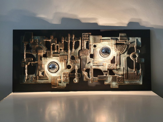 Brakelmann & Becker Brutalist Ceramic Wall Relief with Lighting, Germany 1970, Brackelmann & Becker (photo 8 of 10)