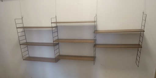 Large 1950s Wall Rack With 8 Shelves – wandkast, Metal, Wood