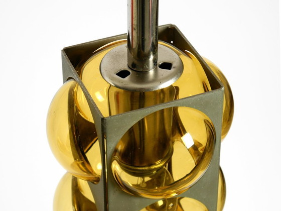 Image 1 of Beautiful 1960s Space Age pendant lamp by Temde made of glass and nickel-plated metal