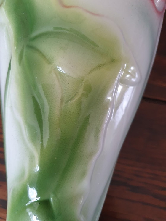 Art Nouveau barbotine vase 29 cm - in perfect condition, Ceramic, Multi Color (photo 6 of 13)