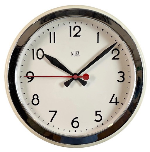 Vintage Beige Industrial Wall Clock from NUFA, 1960s