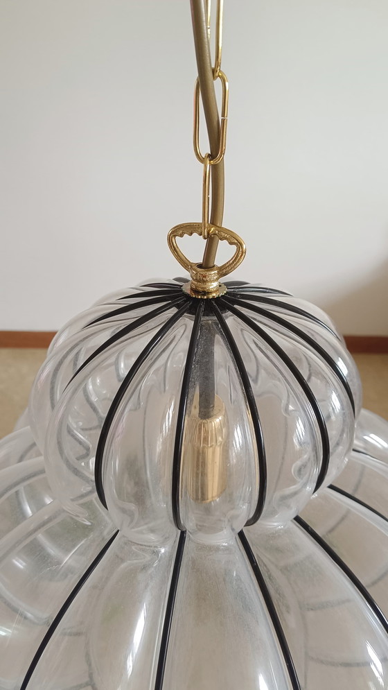 Image 1 of MURANO  Lampada a sospensione Zucca - Soffiato in gabbia -New