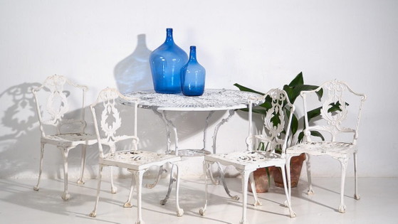 Table et chaises de jardin vintage blanches (c.1950). Ensemble de 5 pièces – Ensembles de jardin, Aluminium (photo 3 of 40)
