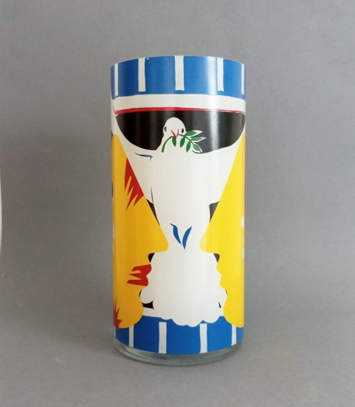 Paul Giovanopulos - huge postmodern/abstract artistic glass vase Ritzenhoff Germany ca. 1990