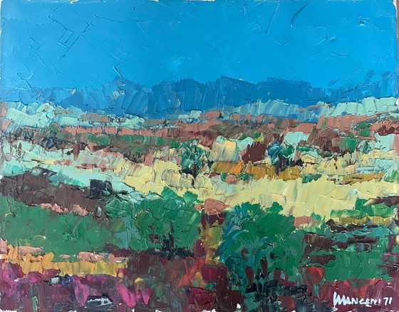 Image 1 of Öl auf Leinwand, abstraktes Gemälde des 20. Jahrhunderts, signiert